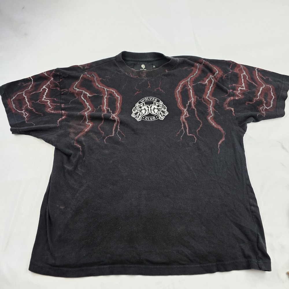 Darc Sport Shirt Mens XL Black Wolves Club Lightning Double Sided Graphic Tee